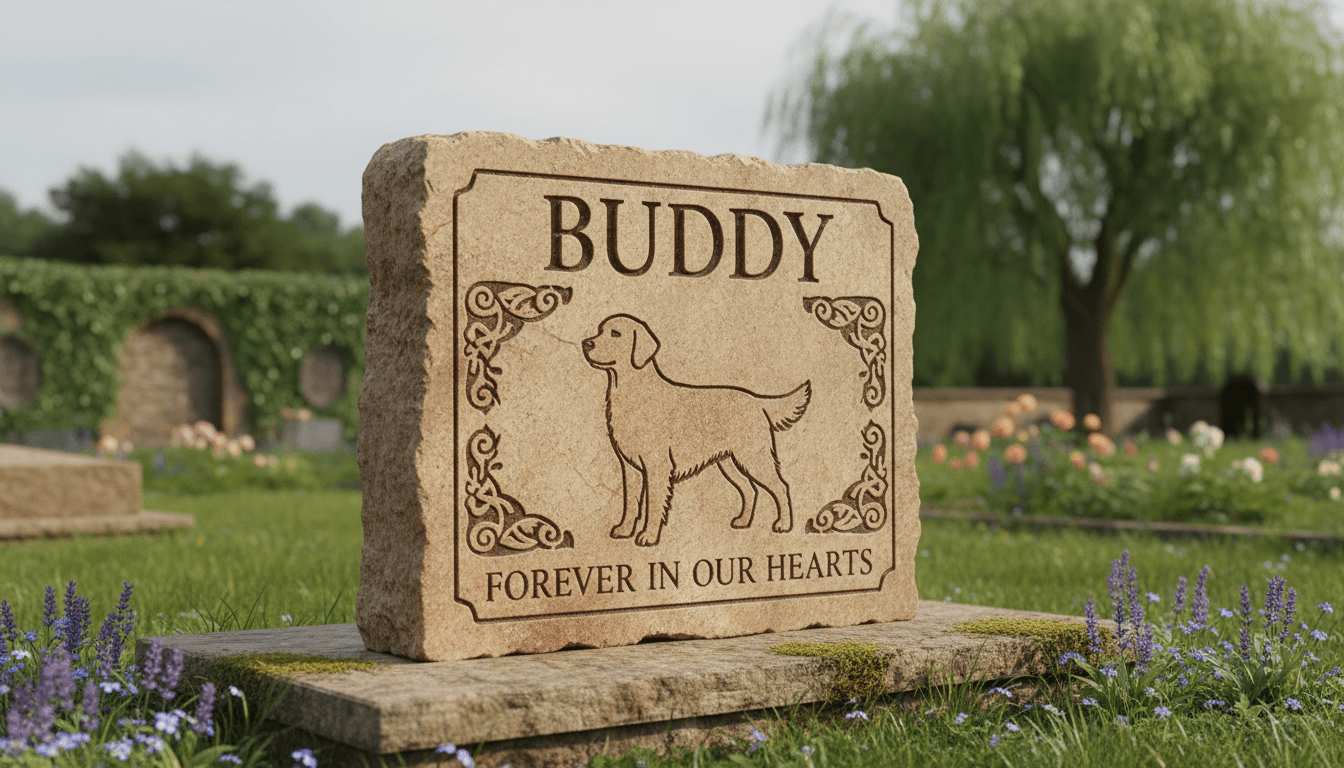 Bronze memorial plaque mounted on stone base